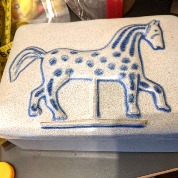 Museum of American Folk Art Blue Carousel Horse Ceramic Trinket Box - Picture 1 of 8